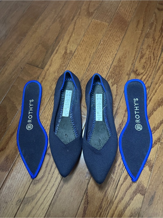Rothy's Shoes - Rothy's "THE POINT" Navy Blue Knitted Pointed Toe Slip On Flats Womens Size 6